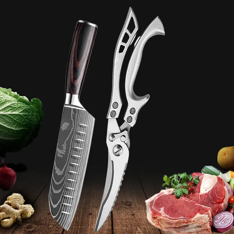 SharpMaster™ Sada kuchyňských nožů s damascénním vzorem a nůžkami