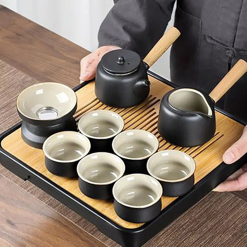 Černá keramická čajová sada - Zen design
