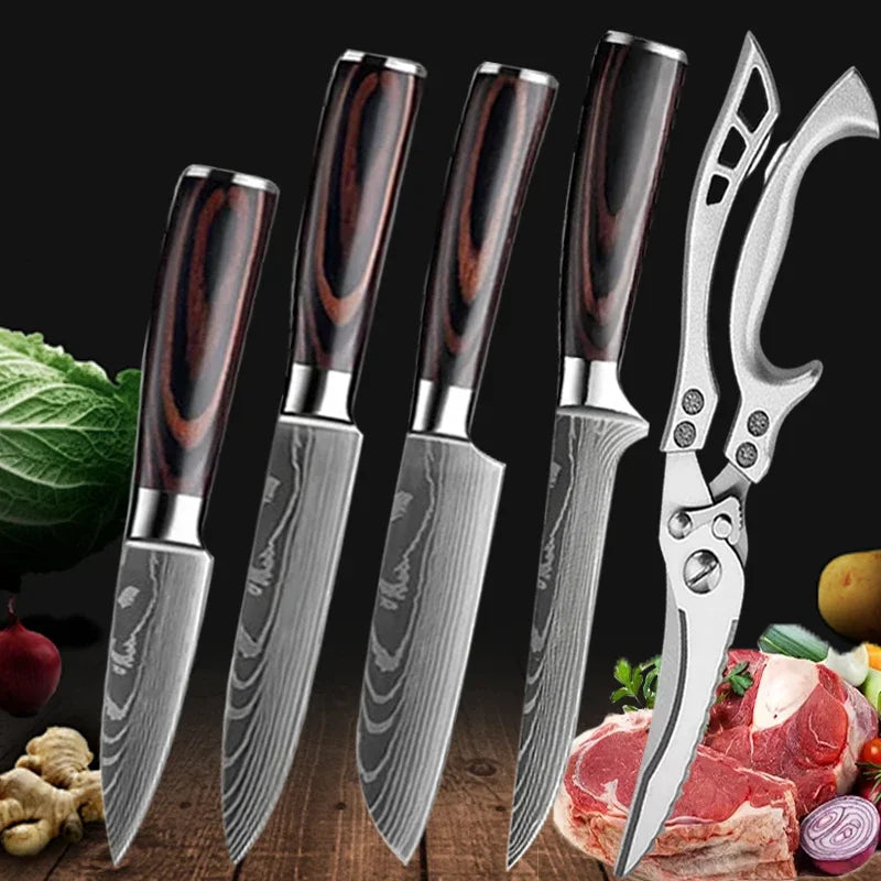SharpMaster™ Sada kuchyňských nožů s damascénním vzorem a nůžkami