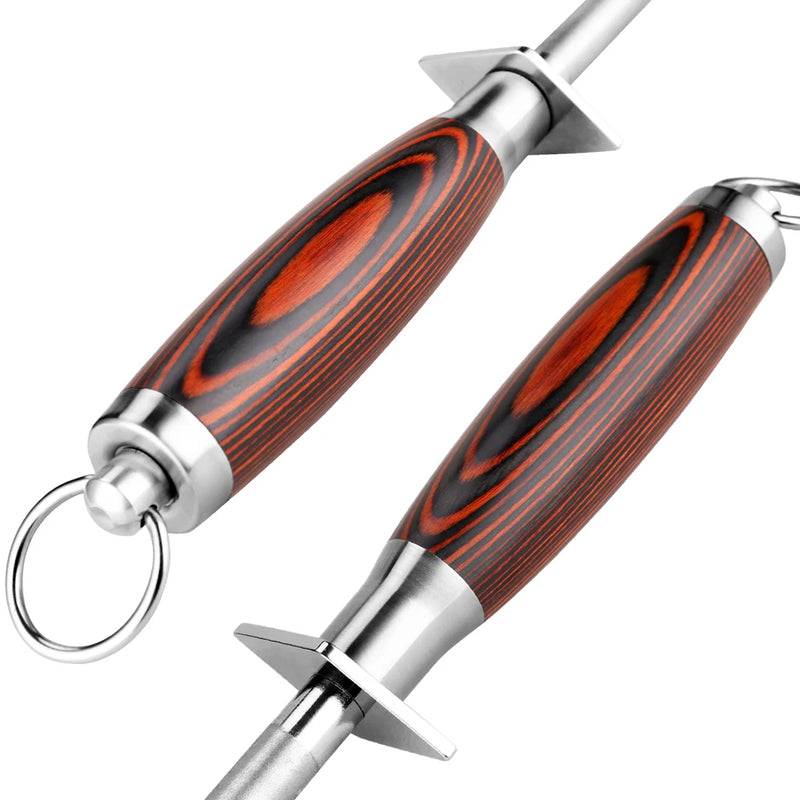 NordicSteel™ Profesionální ocílka na nože – ocelová brusná tyč s dřevěnou rukojetí