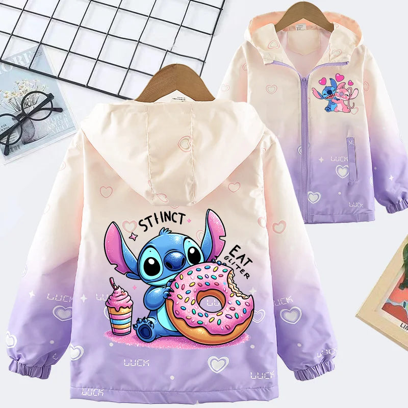 Dívčí podzimní nepromokavá bunda Stitch - více variant