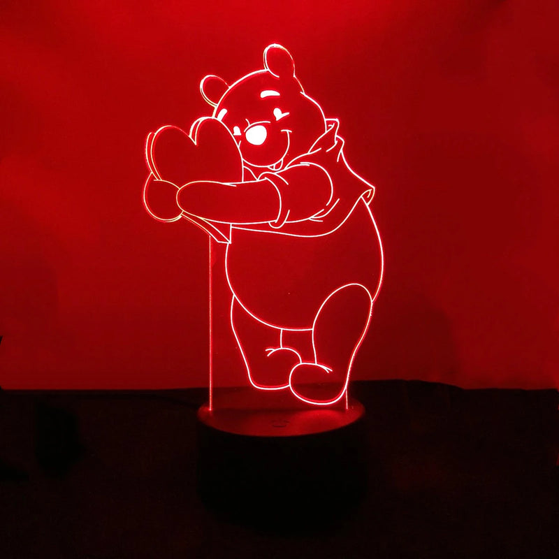 Lampa s 3D iluzí Medvídek Pú - více variant