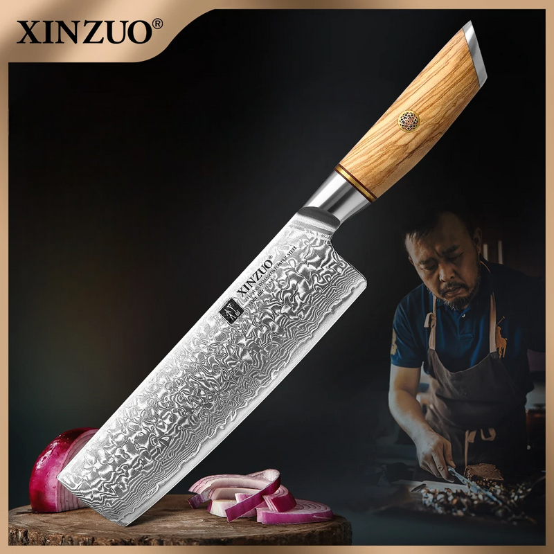 XINZUO Nakiri nůž z práškové damaškové oceli
