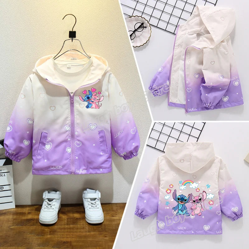 Dívčí podzimní nepromokavá bunda Stitch - více variant