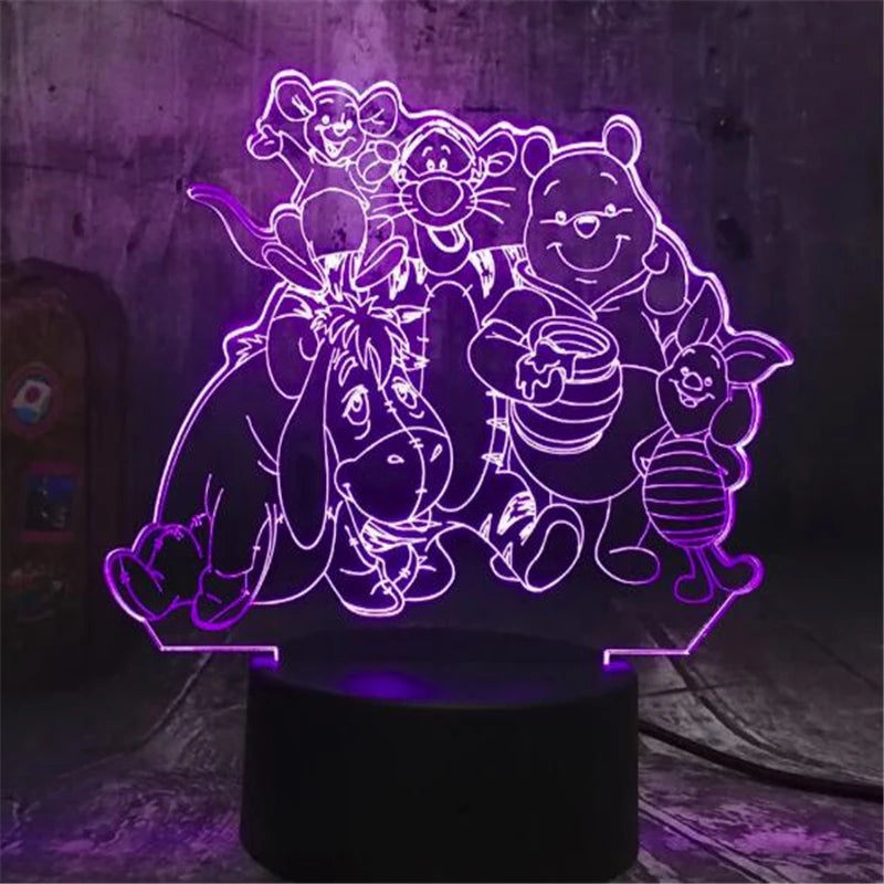 Lampa s 3D iluzí Medvídek Pú - více variant