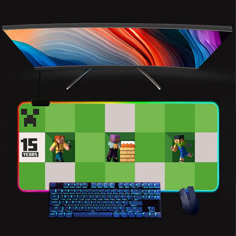 RGB svítící podložka pod klávesnici a myš Minecraft - více variant