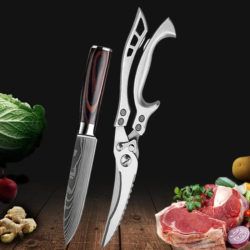 SharpMaster™ Sada kuchyňských nožů s damascénním vzorem a nůžkami