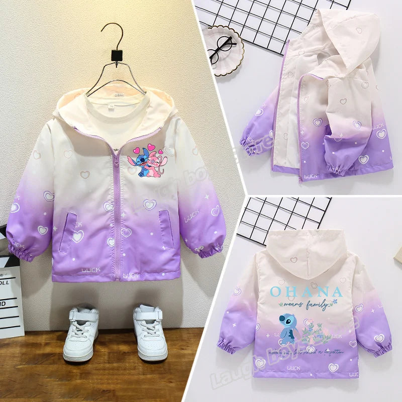 Dívčí podzimní nepromokavá bunda Stitch - více variant