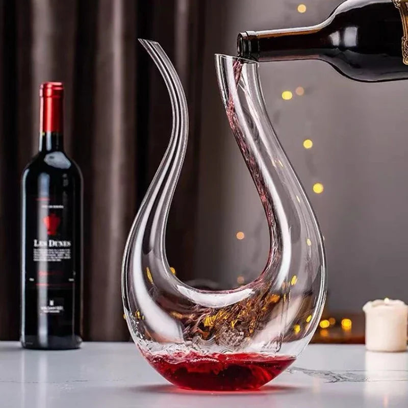 Velká křišťálová karafa 1500 ml - ručně vyráběný dekantér na víno, brandy a šampaňské