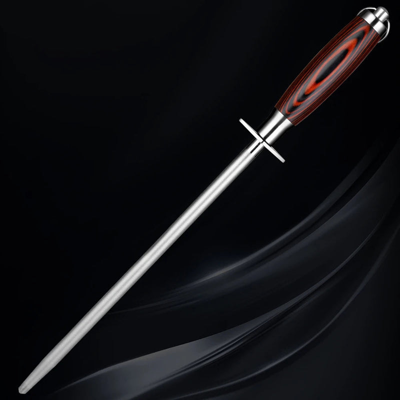 NordicSteel™ Profesionální ocílka na nože – ocelová brusná tyč s dřevěnou rukojetí