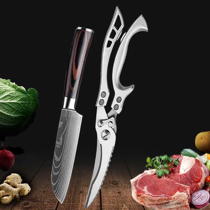 SharpMaster™ Sada kuchyňských nožů s damascénním vzorem a nůžkami