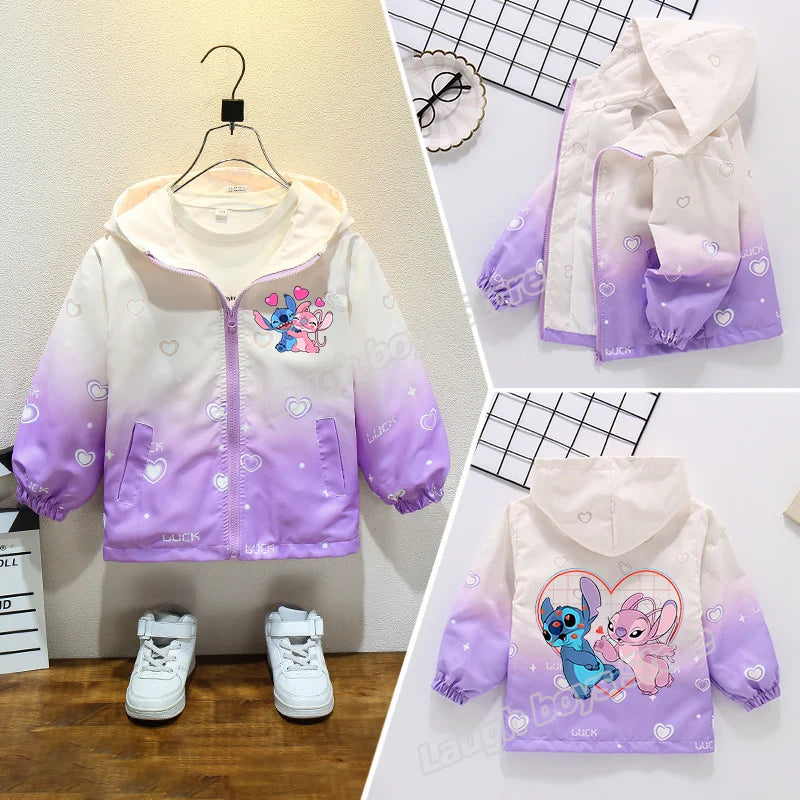 Dívčí podzimní nepromokavá bunda Stitch - více variant