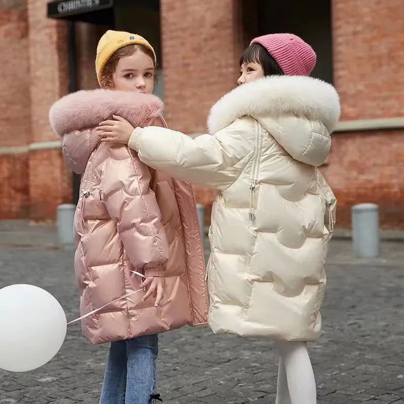 Designová dívčí zimní bunda s kožíškem - více variant