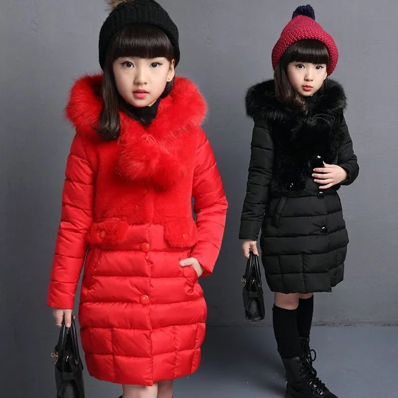 Elegantní dlouhá dívčí zimní bunda - více variant
