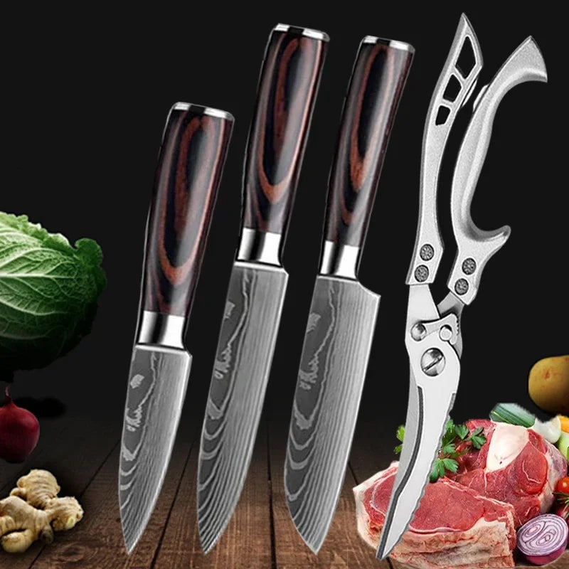 SharpMaster™ Sada kuchyňských nožů s damascénním vzorem a nůžkami