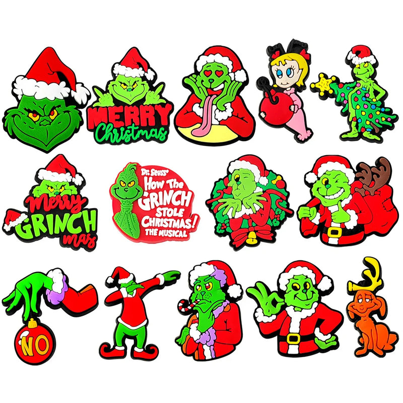 Ozdoby na boty Crocs vánoční Grinch - 14 ks