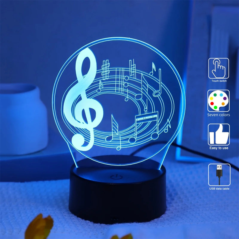 Lampa s 3D iluzí s motivem houslového klíče