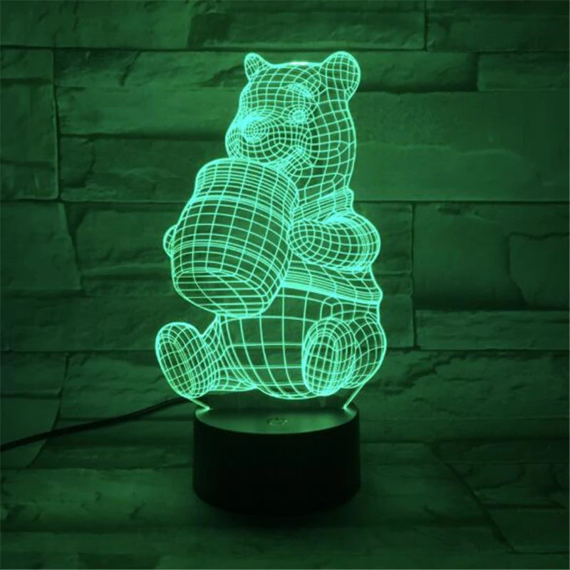 Lampa s 3D iluzí Medvídek Pú - více variant