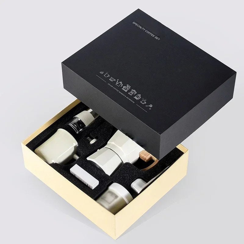 MokaPremium™ Tradiční kávová sada - moka konvice a ruční mlýnek na kávová zrna