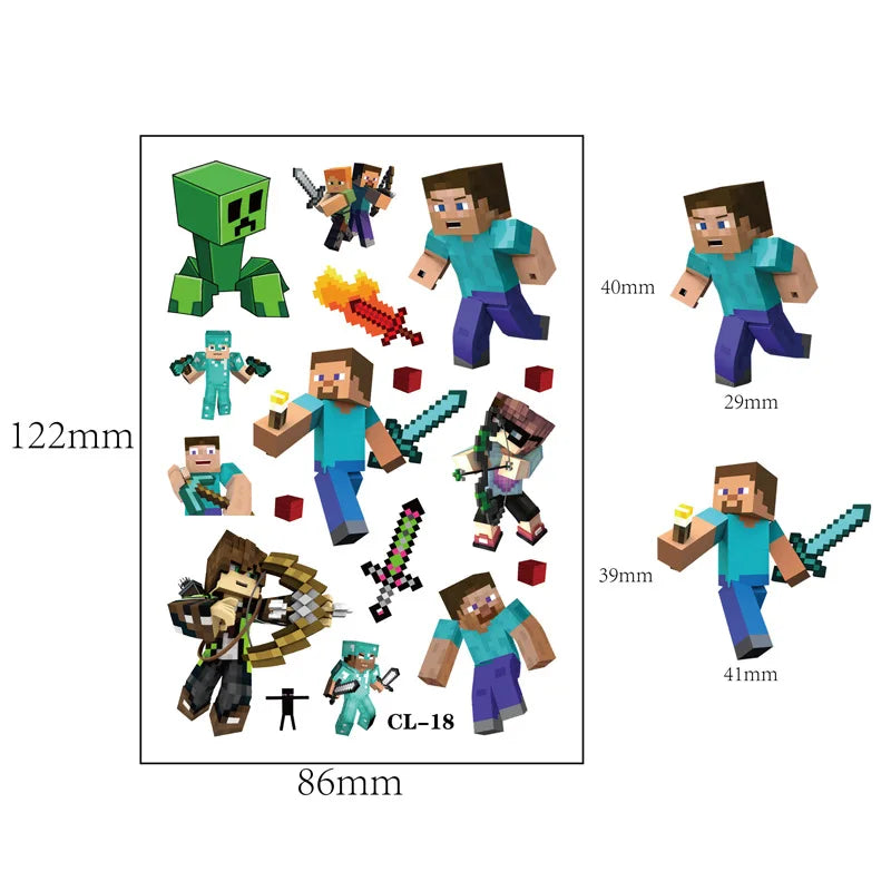 Dětské tetování Minecraft - 6 balení