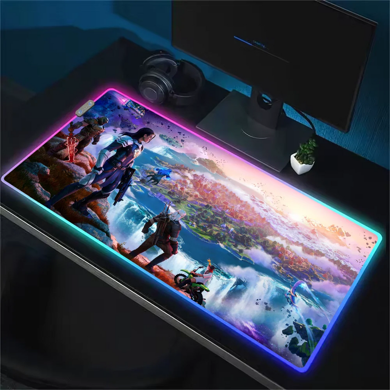 RGB svítící podložka pod klávesnici a myš Fortnite - více variant