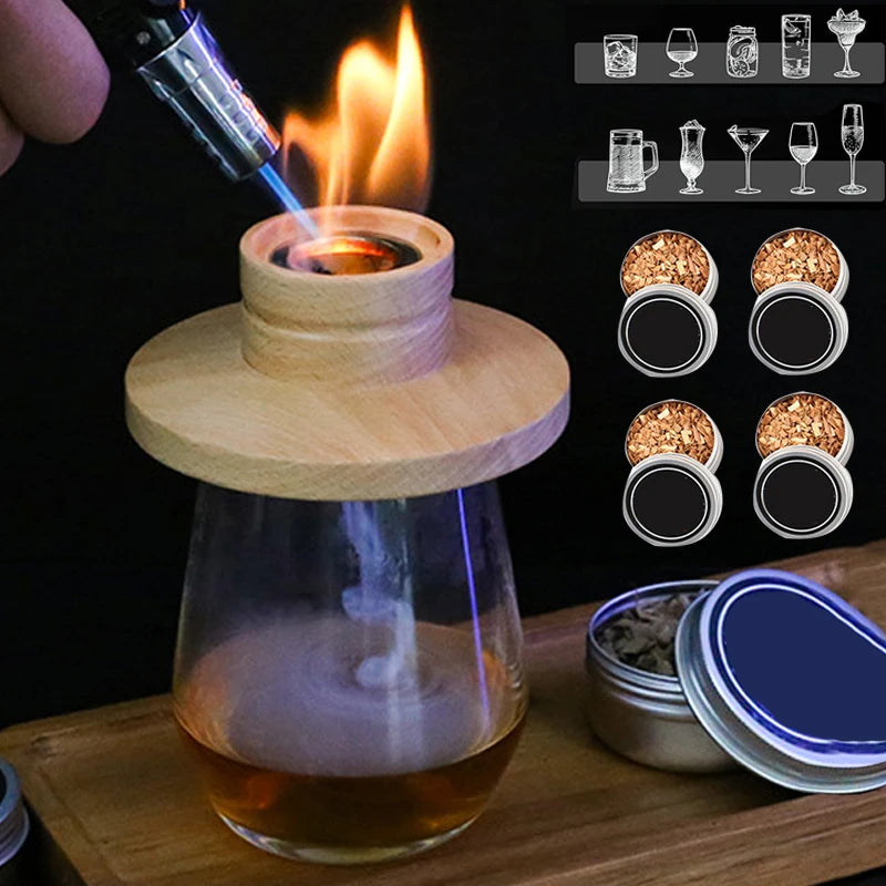 Dřevěná sada na kouřové koktejly – smoker kit s 4 druhy dřevin