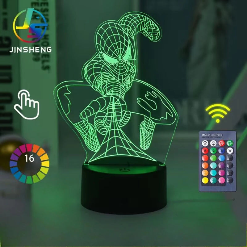 Lampa s 3D iluzí Spiderman - více variant