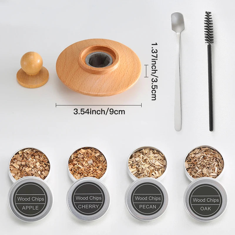 Dřevěná sada na kouřové koktejly – smoker kit s 4 druhy dřevin