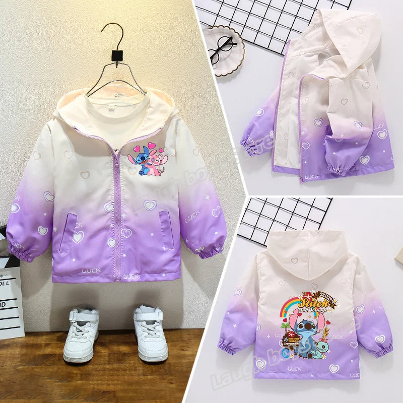 Dívčí podzimní nepromokavá bunda Stitch - více variant