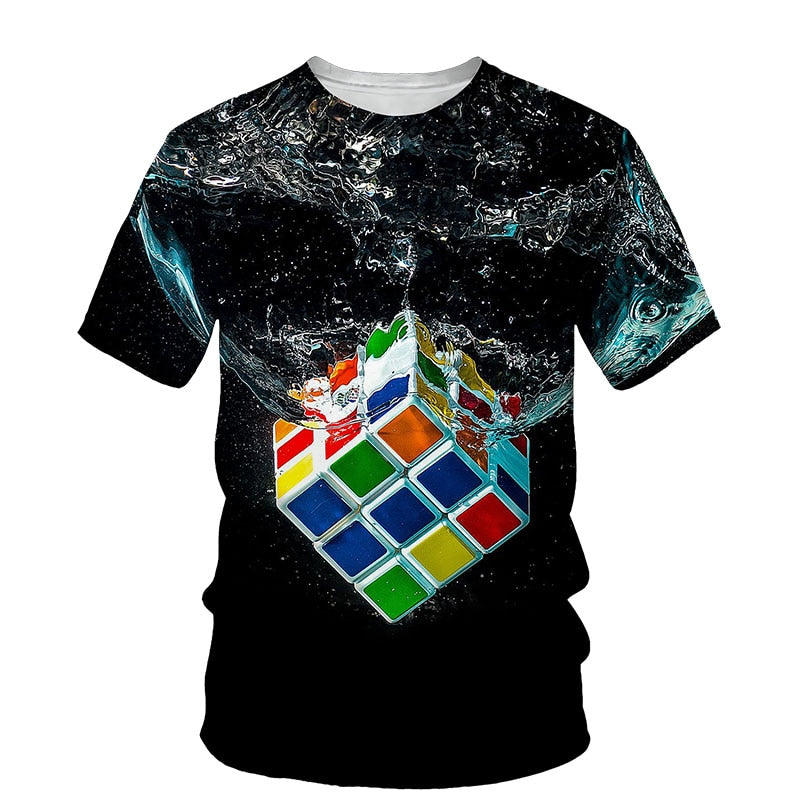 Chlapecké tričko s 3D potiskem Rubikova kostka - více variant