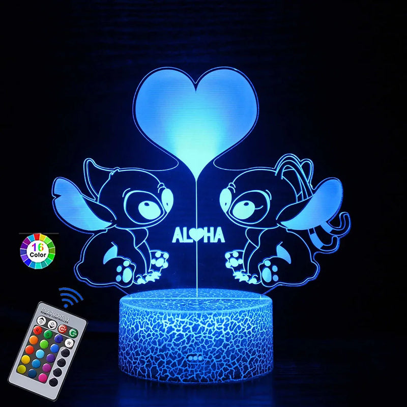 Lampa s 3D iluzí Stitch - více variant