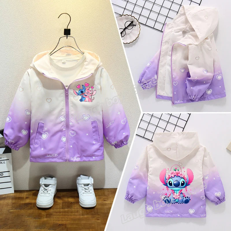 Dívčí podzimní nepromokavá bunda Stitch - více variant