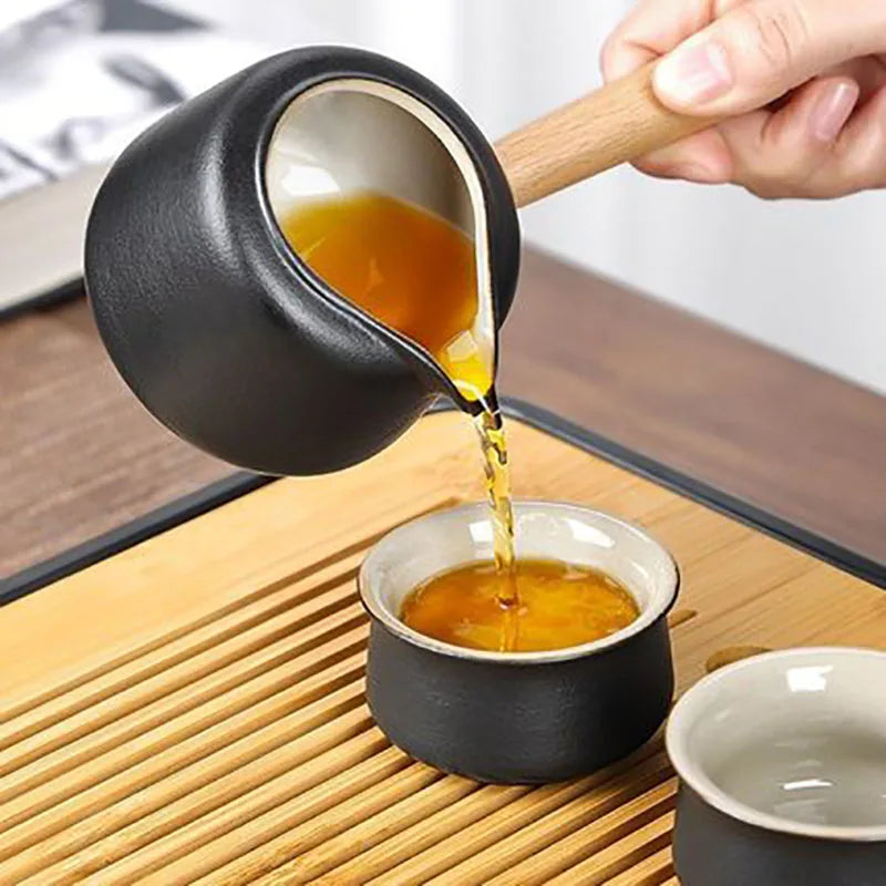 Černá keramická čajová sada - Zen design
