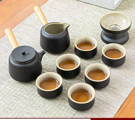 Černá keramická čajová sada - Zen design
