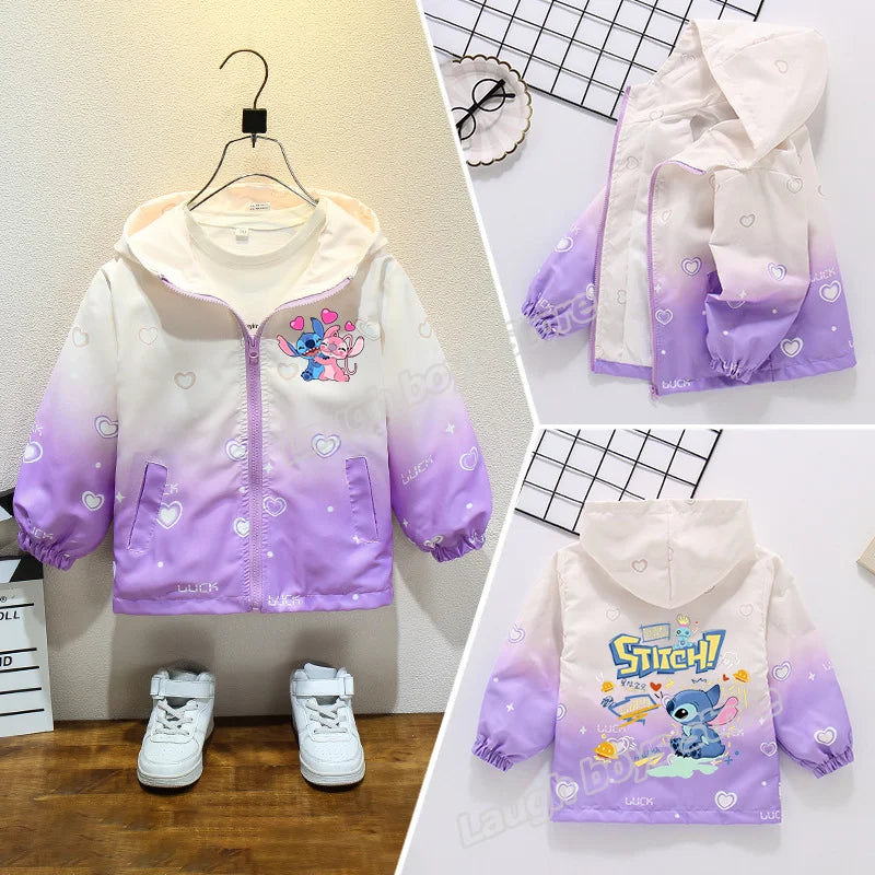 Dívčí podzimní nepromokavá bunda Stitch - více variant