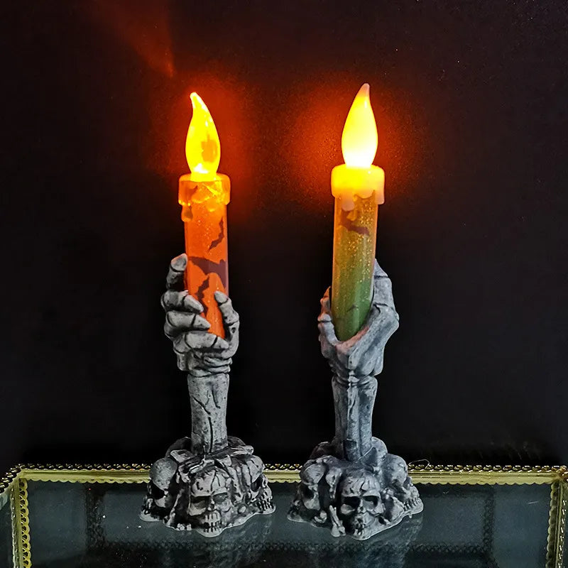 Dekorace na Halloween strašidelná umělá svíčka - více barev