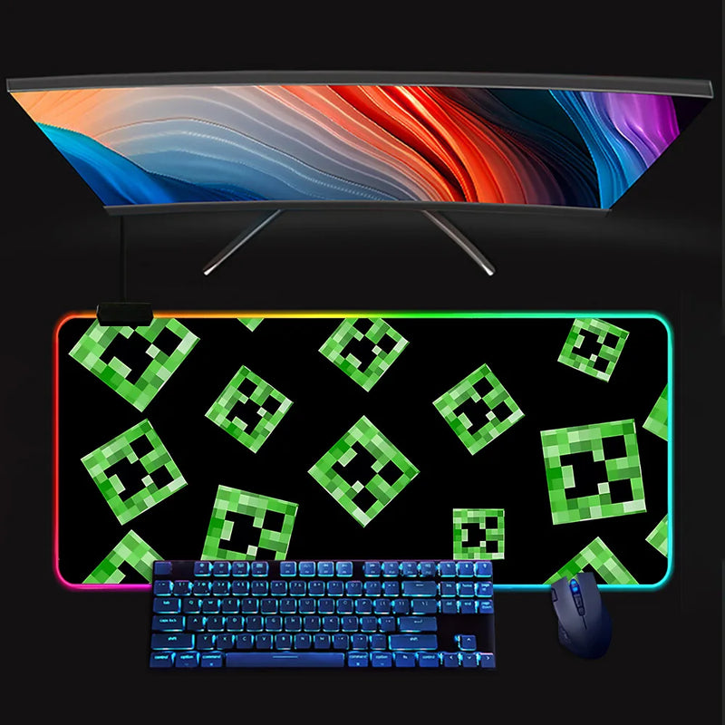 RGB svítící podložka pod klávesnici a myš Minecraft - více variant