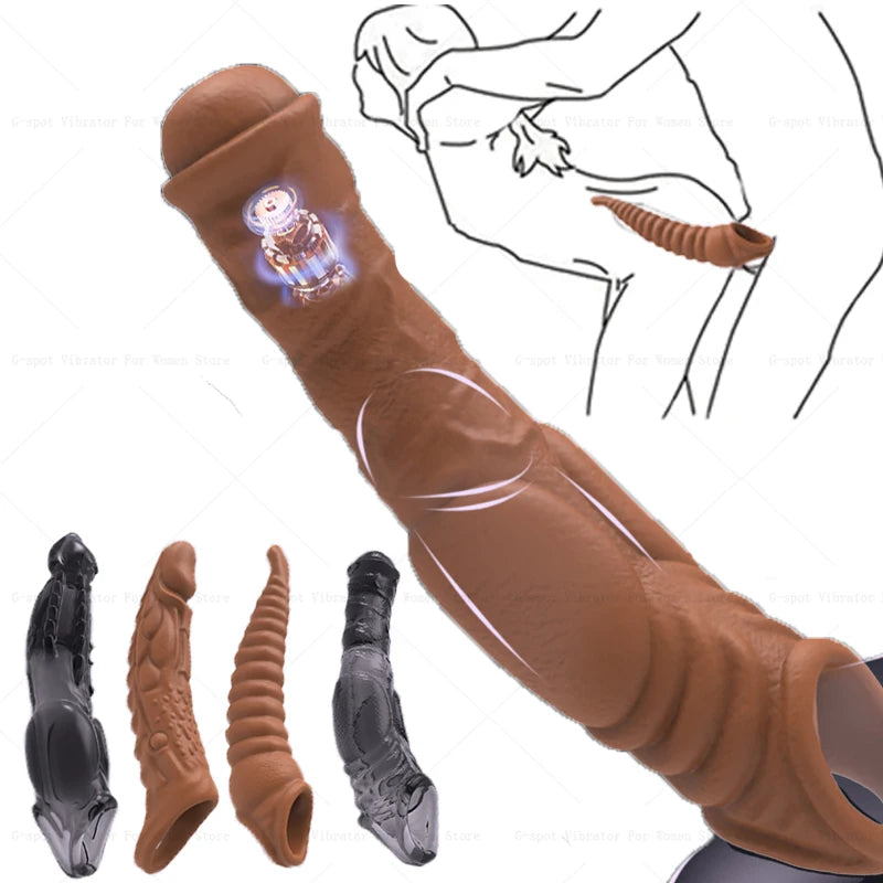 Prodlužovací návlek na penis s vibracemi - více variant