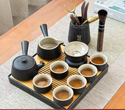 Černá keramická čajová sada - Zen design
