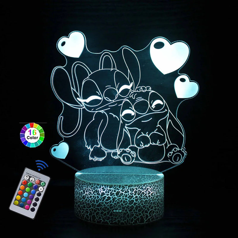 Lampa s 3D iluzí Stitch - více variant