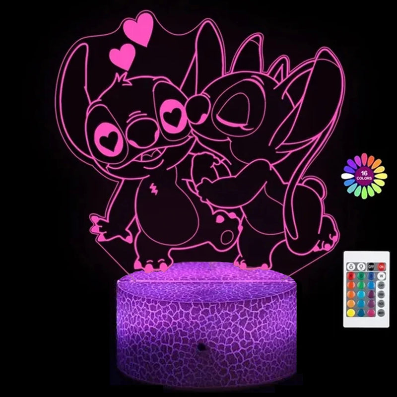 Lampa s 3D iluzí Stitch - více variant