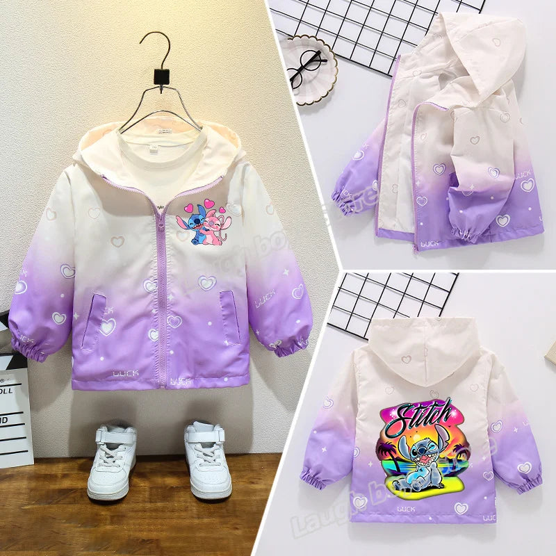 Dívčí podzimní nepromokavá bunda Stitch - více variant