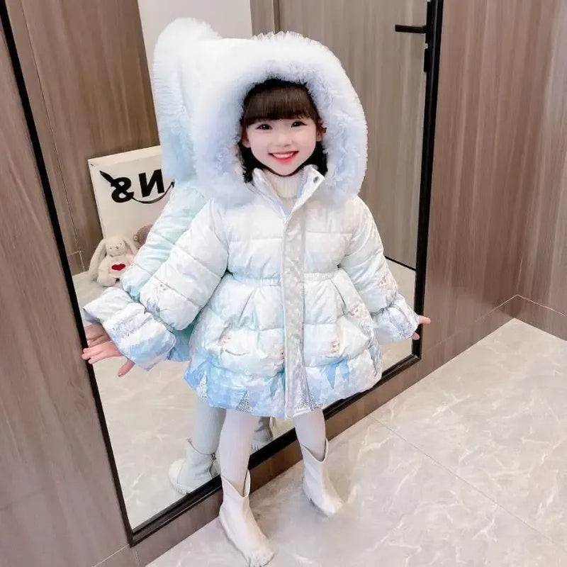 Dívčí zimní bunda Frozen s kožíškem