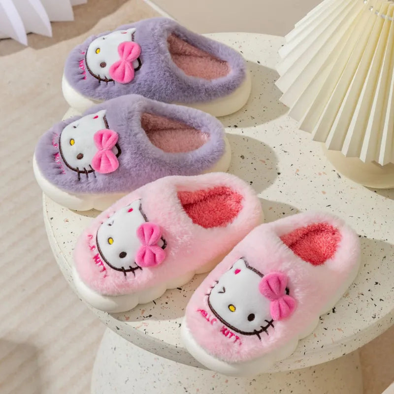 Dívčí pantofle Hello Kitty s kožíškem - více variant