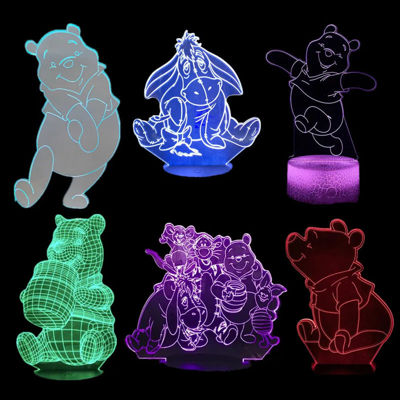 Lampa s 3D iluzí Medvídek Pú - více variant