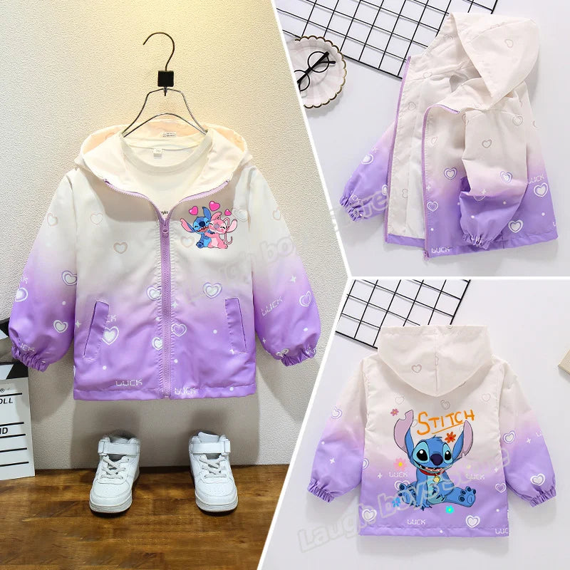 Dívčí podzimní nepromokavá bunda Stitch - více variant