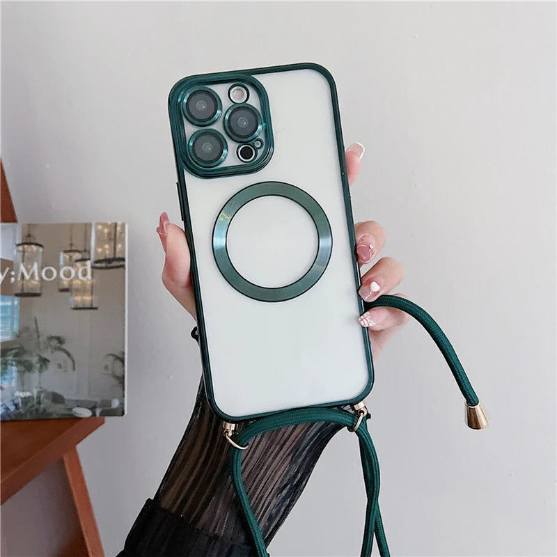 Průhledné pouzdro a popruh pro iPhone 11-14 včetně Pro/Pro Max - více variant