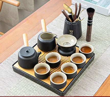 Černá keramická čajová sada - Zen design