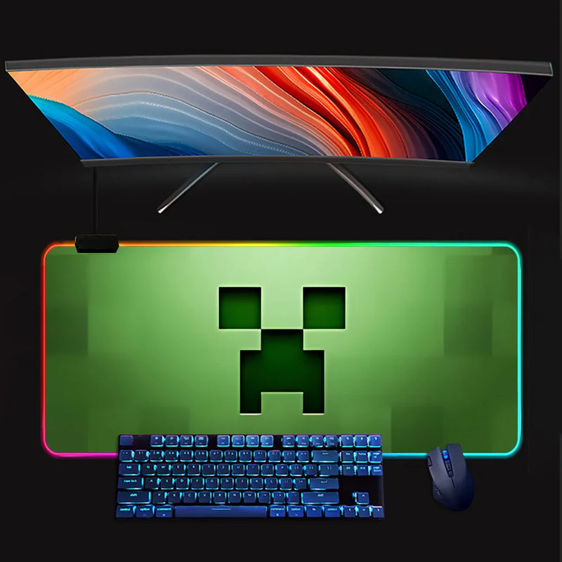 RGB svítící podložka pod klávesnici a myš Minecraft - více variant
