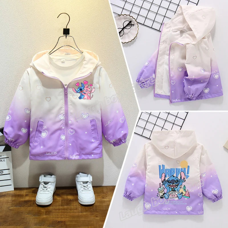 Dívčí podzimní nepromokavá bunda Stitch - více variant
